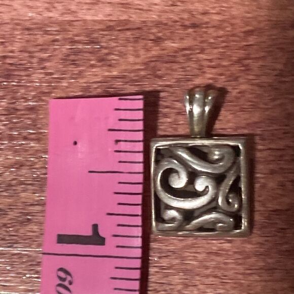Silver Signed Barse Square Filigree Pendant - Picture 8 of 9